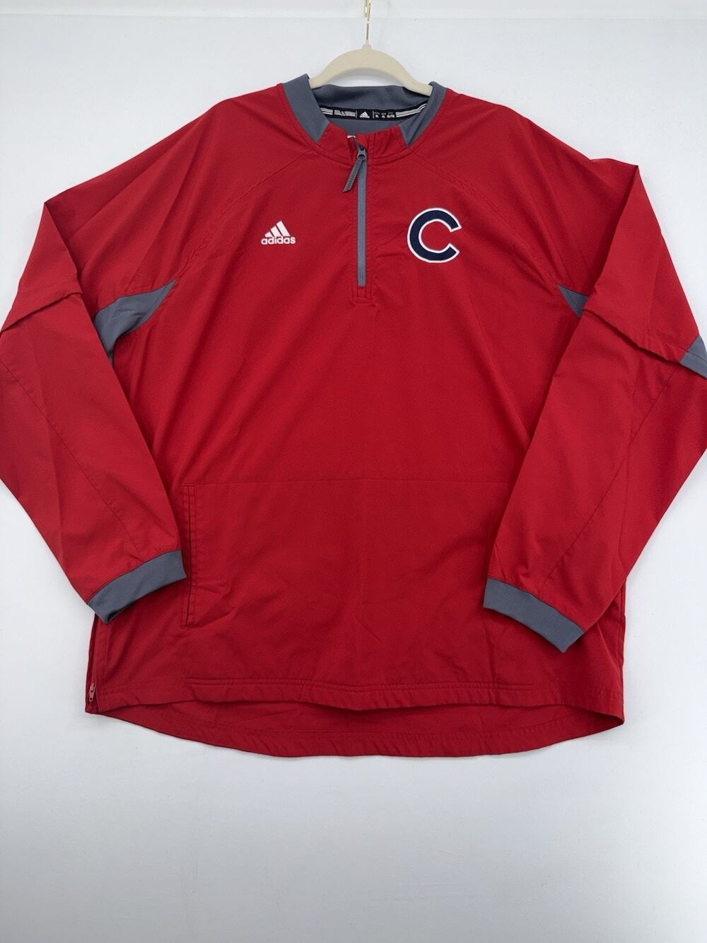 Chicago Cubs Adidas Jacket Men’s Large Red Windbreaker MLB Polyester Vented